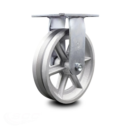 Service Caster 8 Inch Heavy Duty Top Plate V Groove Semi Steel Rigid Caster with Roller Bearing SCC-35R820-VGR